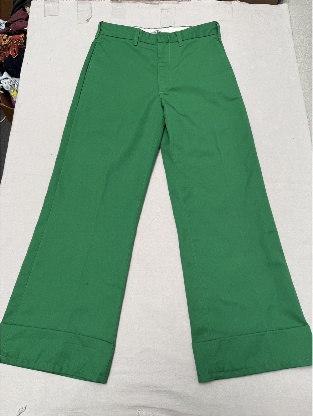 RE/DONE Womens Cotton-Twill Shamrock Green Wide Leg Pants 26